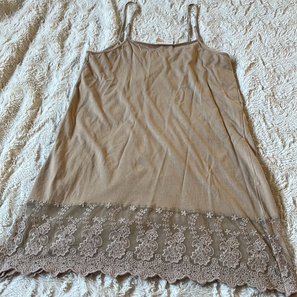 Cream Spaghetti Strap 100% Cotton Dress Slip With Lace Bottom Size  M - Picture 7 of 7